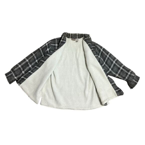 Vintage 90s Y2K EVOLUTION Men's L Gray Houndstooth Flannel Fleece Jacket Grunge - Picture 7 of 8